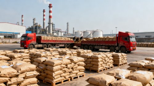 聚丙烯酰胺废水处理助剂装车现场