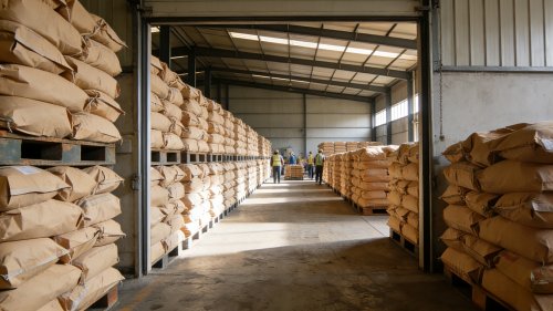 工厂厂区透明聚丙烯酰胺拉丝剂产品装车准备