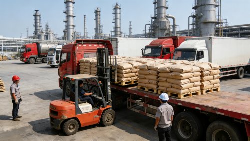 聚丙烯酰胺包装产品在厂区装车装卸