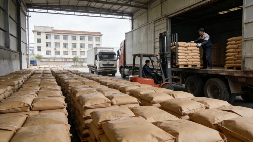 工业厂区PAM絮凝剂产品装车现场