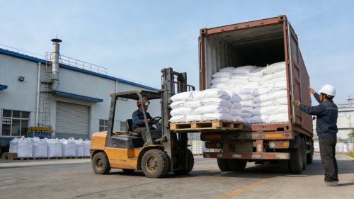 仓库到运输车辆的PAM絮凝剂装车过程