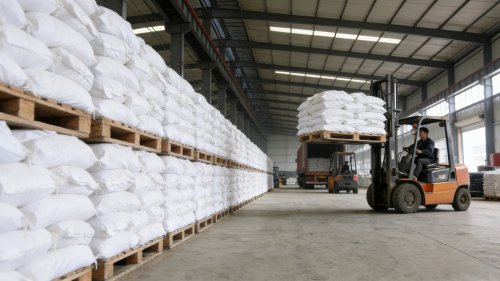 高分子聚丙烯酰胺絮凝剂整齐堆放装车准备出厂