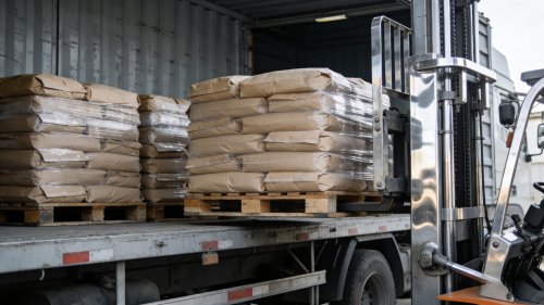 油田行业专用聚丙烯酰胺产品在工厂厂区装车发货现场